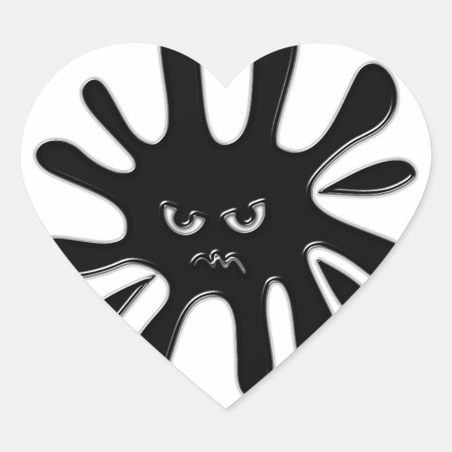 Angry Black Paint Splatter Heart Sticker (Front)