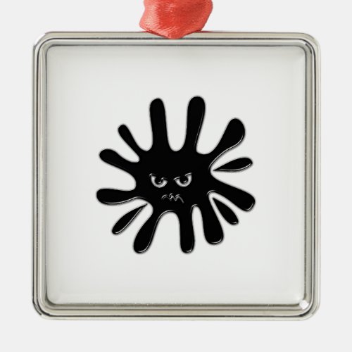 Angry Black Paint Splatter Metal Ornament