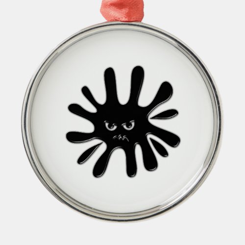 Angry Black Paint Splatter Metal Ornament