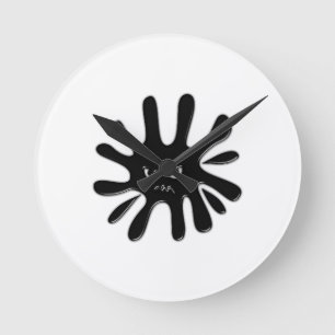 Angry Black Paint Splatter Round Clock