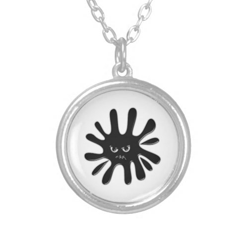 Angry Black Paint Splatter Silver Plated Necklace