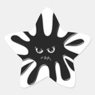 Angry Black Paint Splatter Star Sticker
