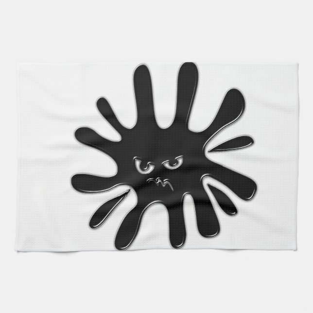 Angry Black Paint Splatter Towel (Horizontal)
