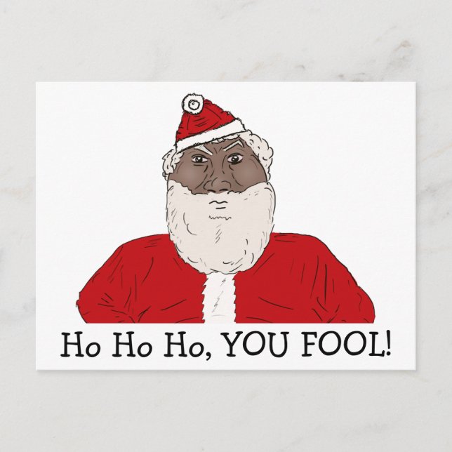 Angry Black Santa Claus, Wishing You an Angry Xmas Holiday Postcard (Front)