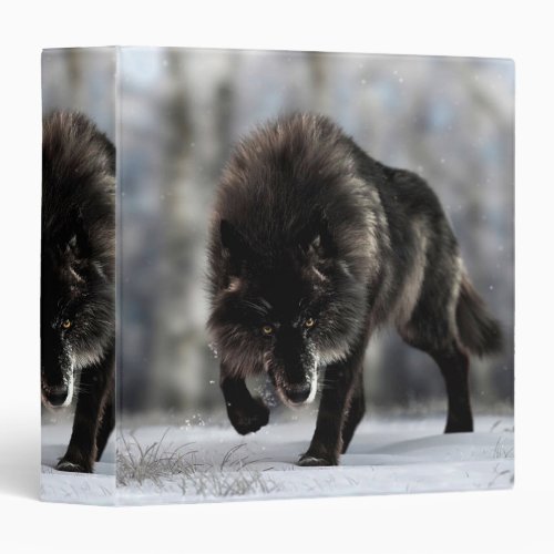 Angry black wolf 3 ring binder