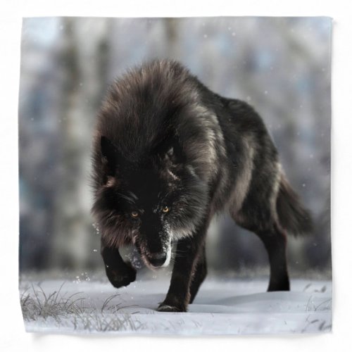 Angry black wolf bandana