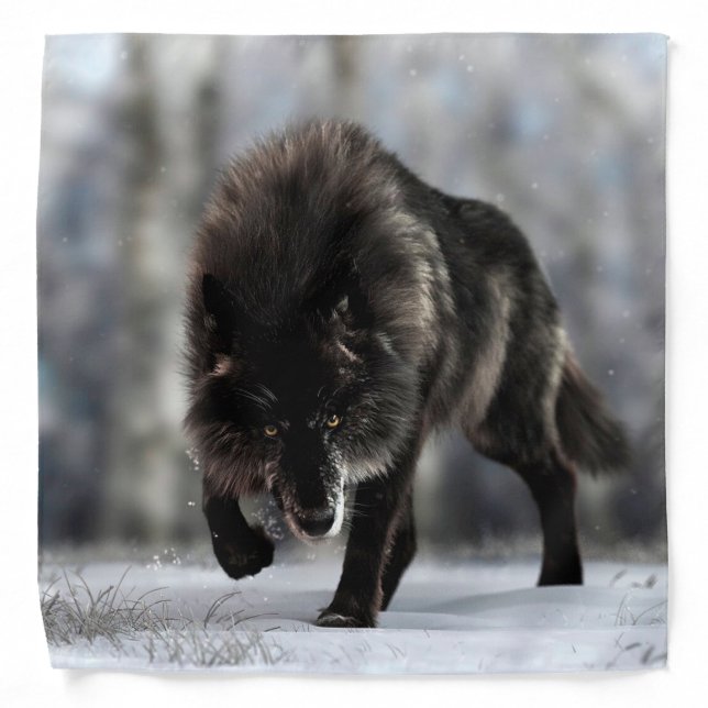 Angry black wolf bandana (Front)
