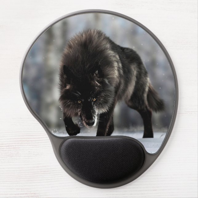 Angry black wolf gel mouse pad (Front)