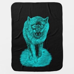 Angry Black Wolf in the Night Baby Blanket