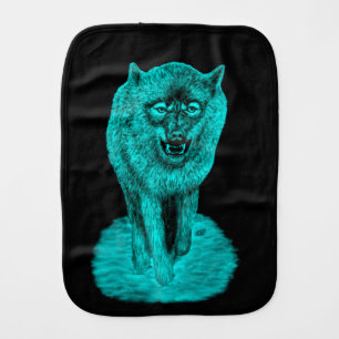 Angry Black Wolf in the Night Baby Burp Cloth