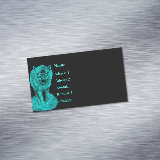 Angry Black Wolf in the Night Business Card Magnet (In Situ)
