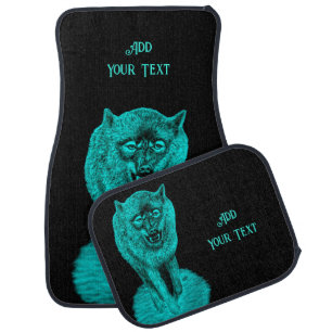 Angry Black Wolf in the Night Car Floor Mat