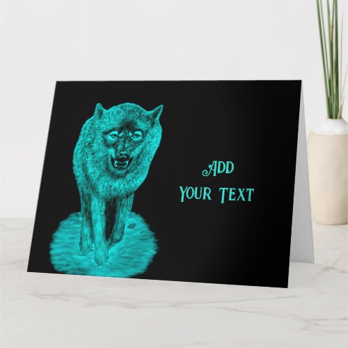 Angry Black Wolf in the Night Card