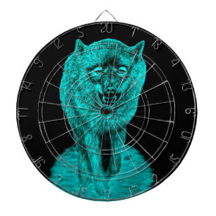 Angry Black Wolf in the Night Dart Board