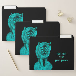 Angry Black Wolf in the Night File Folder