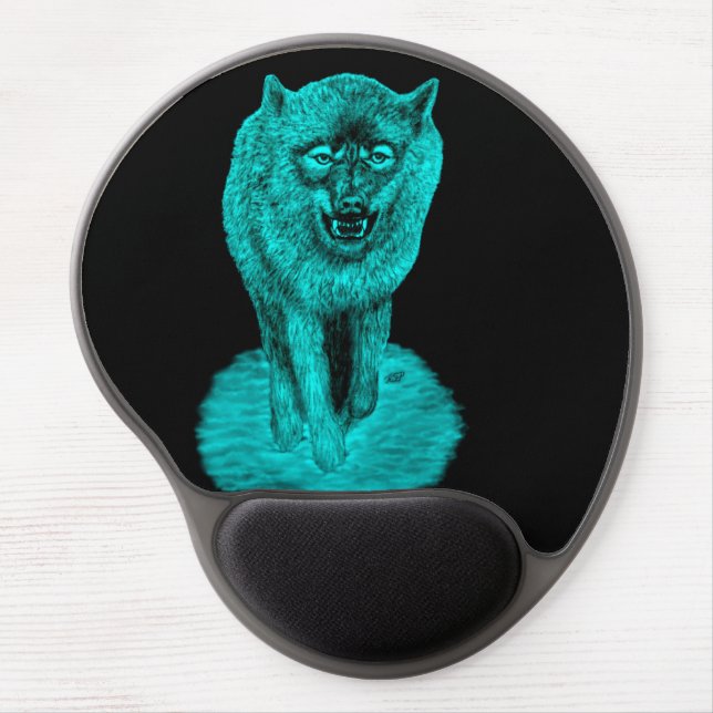 Angry Black Wolf in the Night Gel Mouse Pad (Front)
