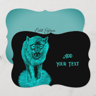 Angry Black Wolf in the Night Invitation