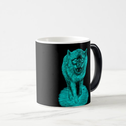 Angry Black Wolf in the Night Magic Mug