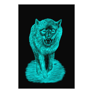 Angry Black Wolf in the Night Photo Print