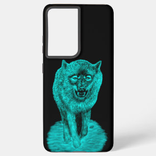 Angry Black Wolf in the Night Samsung Galaxy S21+ Case