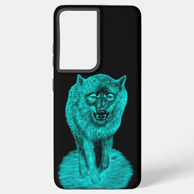 Angry Black Wolf in the Night Samsung Galaxy Case (Back)