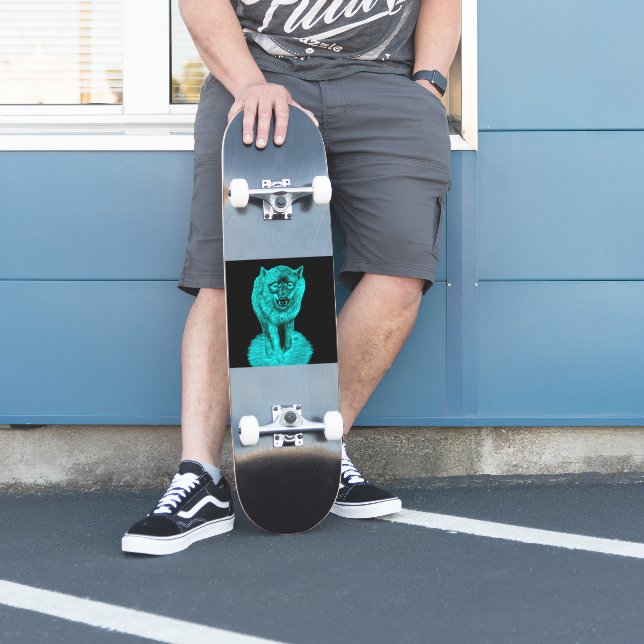 Angry Black Wolf in the Night  Sticker (Skater)