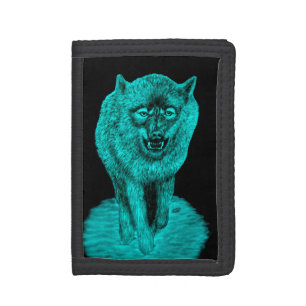 Angry Black Wolf in the Night Trifold Wallet