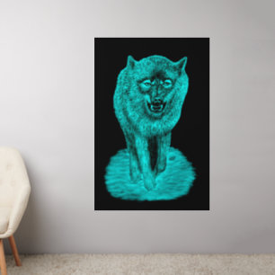 Angry Black Wolf in the Night Wall Decal
