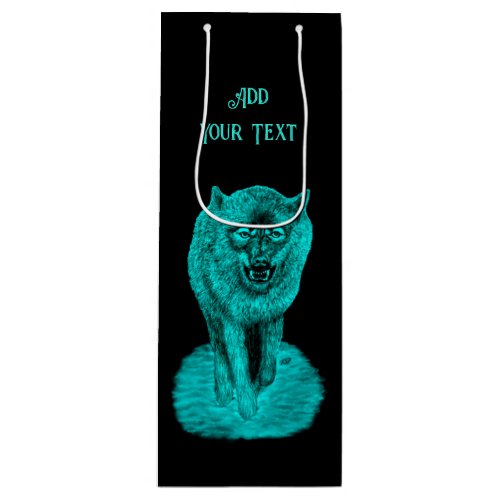 Angry Black Wolf in the Night Wine Gift Bag
