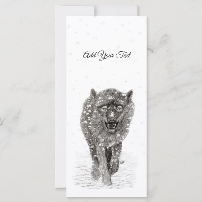 Angry Black Wolf in the Snow , wild Winter (Front)