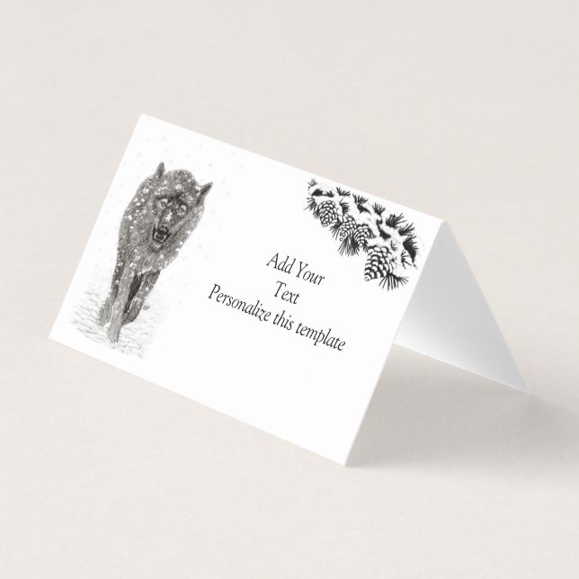 Angry Black Wolf in the Snow , wild Winter (Front)