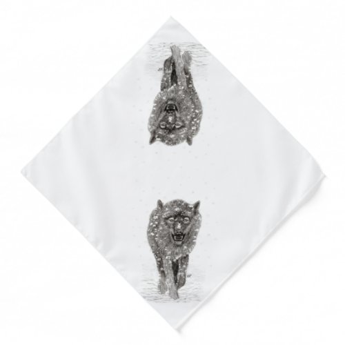 Angry Black Wolf in the Snow  wild Winter Bandana