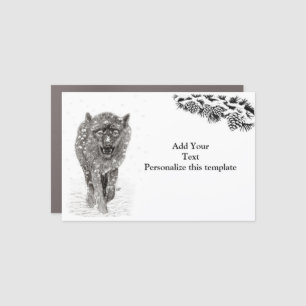 Angry Black Wolf in the Snow , wild Winter Car Magnet