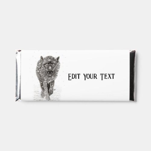 Angry Black Wolf in the Snow  wild Winter Hershey Bar Favors