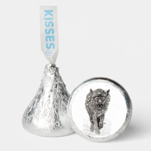Angry Black Wolf in the Snow  wild Winter Hersheys Kisses