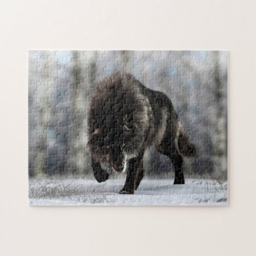 Angry black wolf jigsaw puzzle
