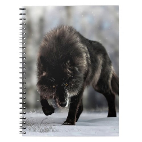 Angry black wolf notebook