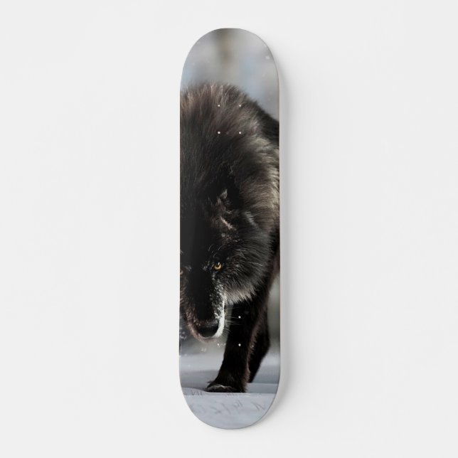 Angry black wolf skateboard (Front)
