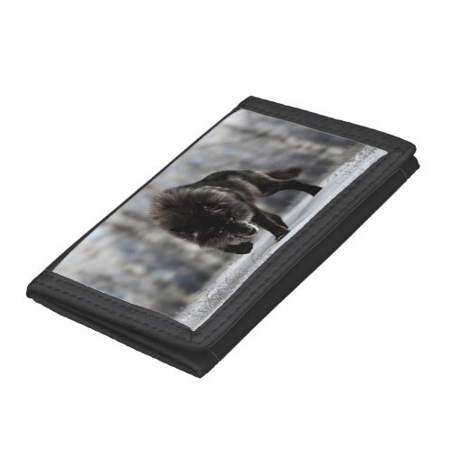 Angry black wolf trifold wallet