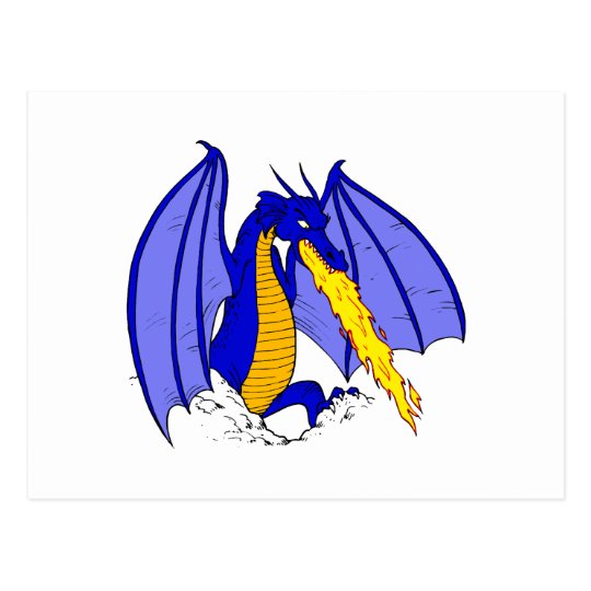 Angry Blue Fire Breather Postcard