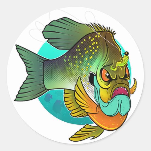 Angry Bluegill Fishing  Classic Round Sticker