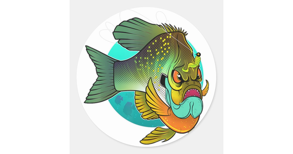 Angry Bluegill Fishing Classic Round Sticker