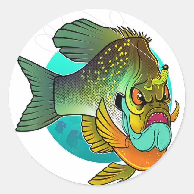Angry Bluegill Fishing  Classic Round Sticker (Front)