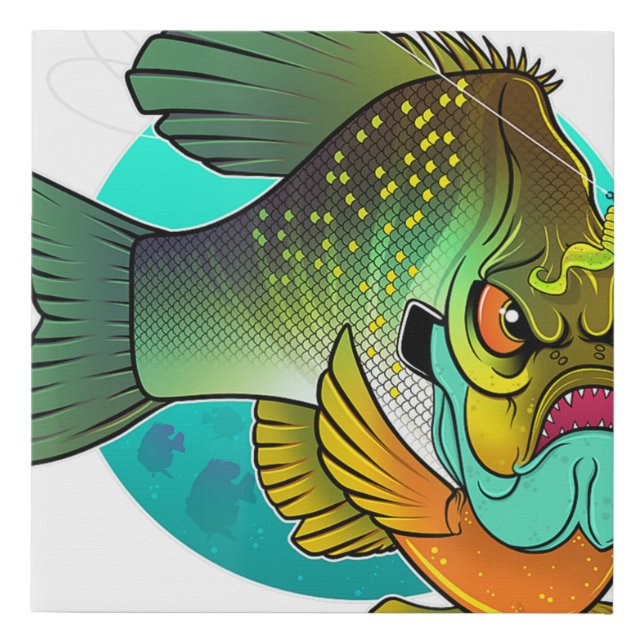 Angry Bluegill Fishing  Faux Canvas Print (Front)