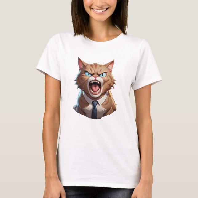 Angry boss cat cute funny angry cat T-Shirt (Front)