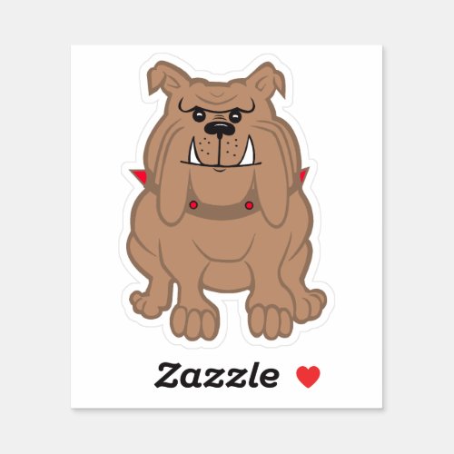 Angry Brown Bulldog Sticker