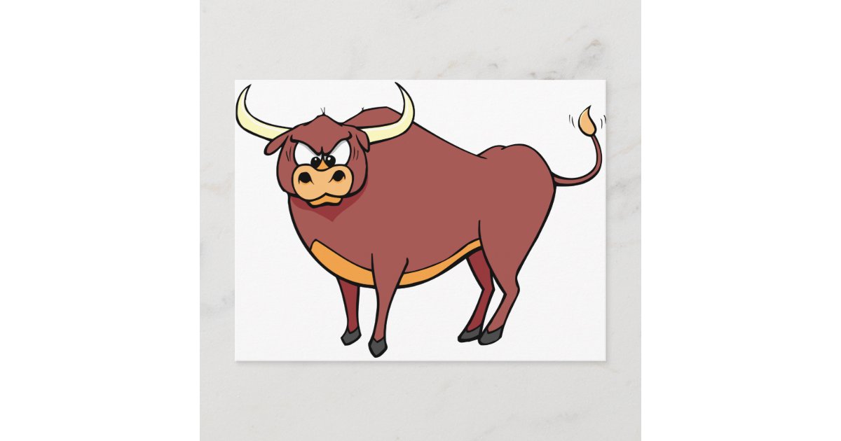 Angry Bull Cartoon Postcard | Zazzle