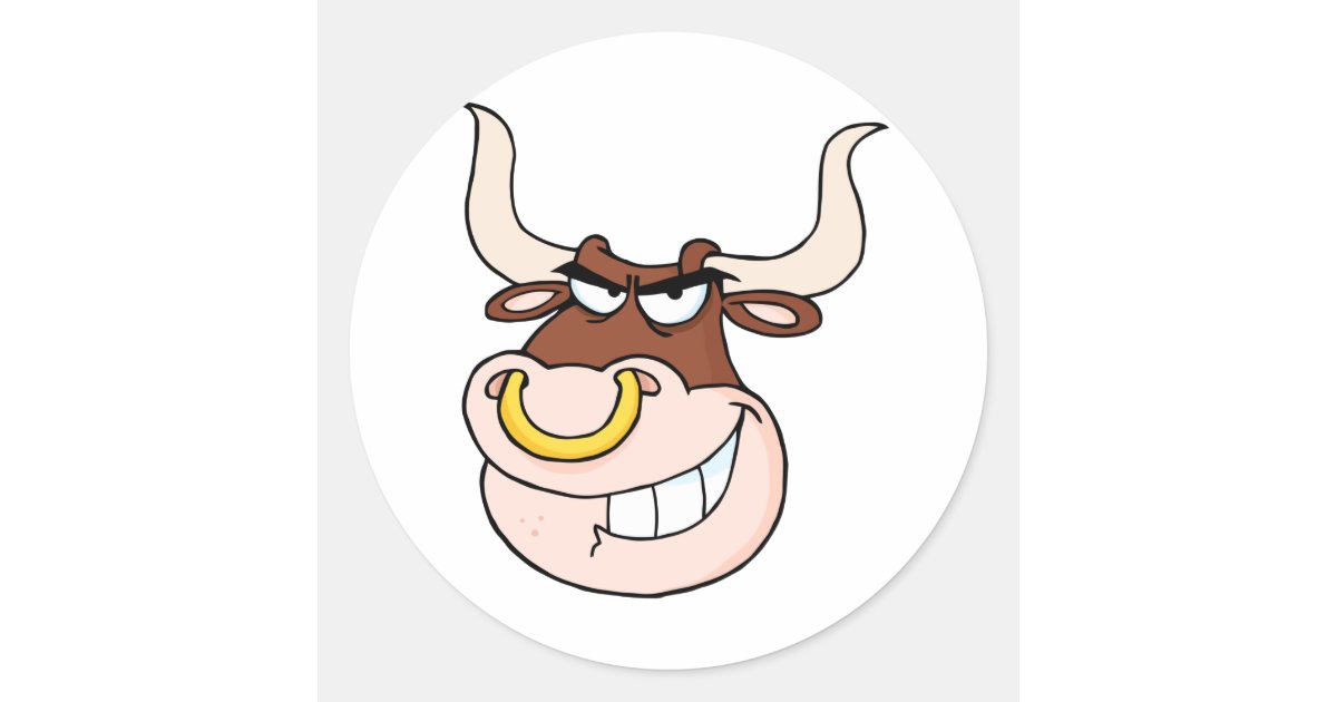 Angry Bull Head Looking Classic Round Sticker | Zazzle