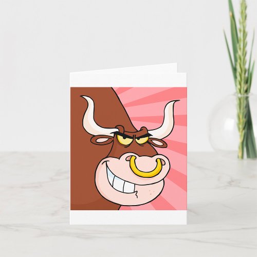 Angry Bull With Nose Ring Card