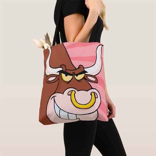 Angry Bull With Nose Ring Tote Bag